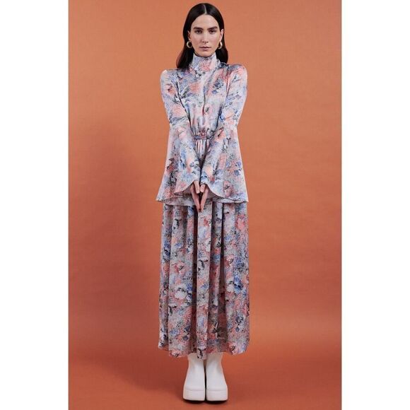 Rosetta Gerry silk FLARE SLEEVE MAXI DRESS US4 - Picture 1 of 12